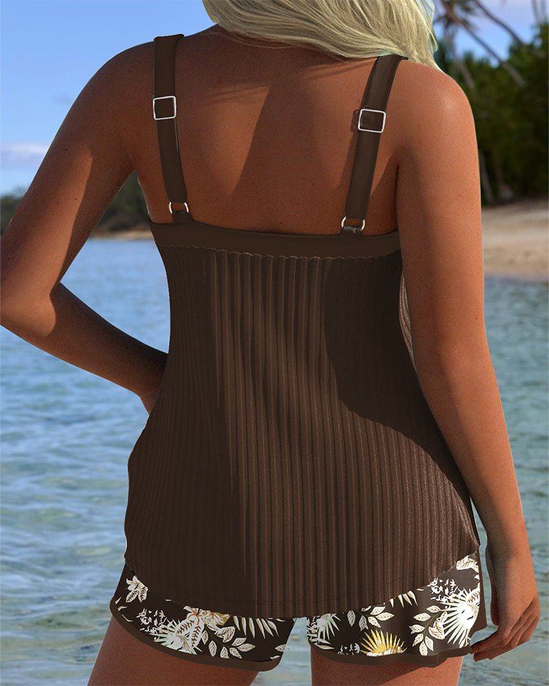 Clémence | Tankini Rayé Deux Pièces Short De Plage - Beauté Sculptante