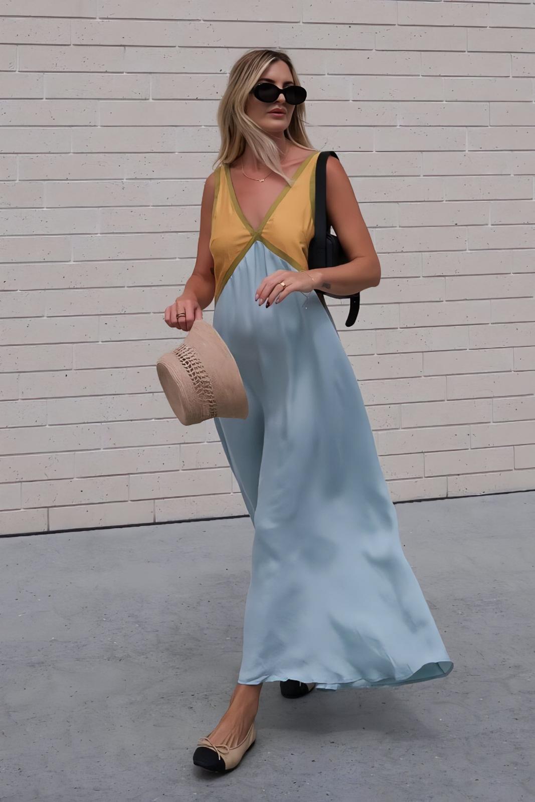 Élena | Élégante robe midi sans manches - Beauté Sculptante