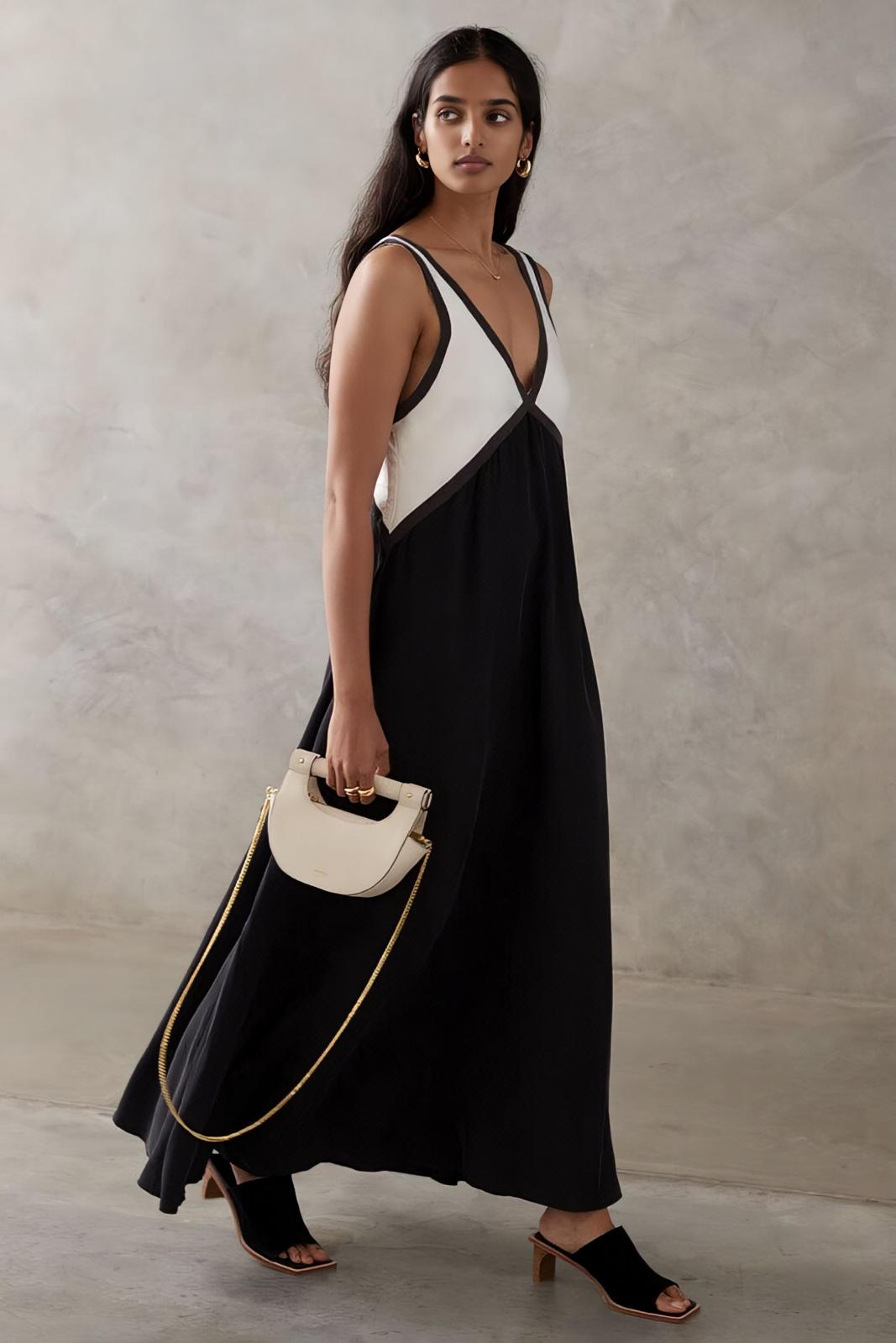 Élena | Élégante robe midi sans manches - Beauté Sculptante