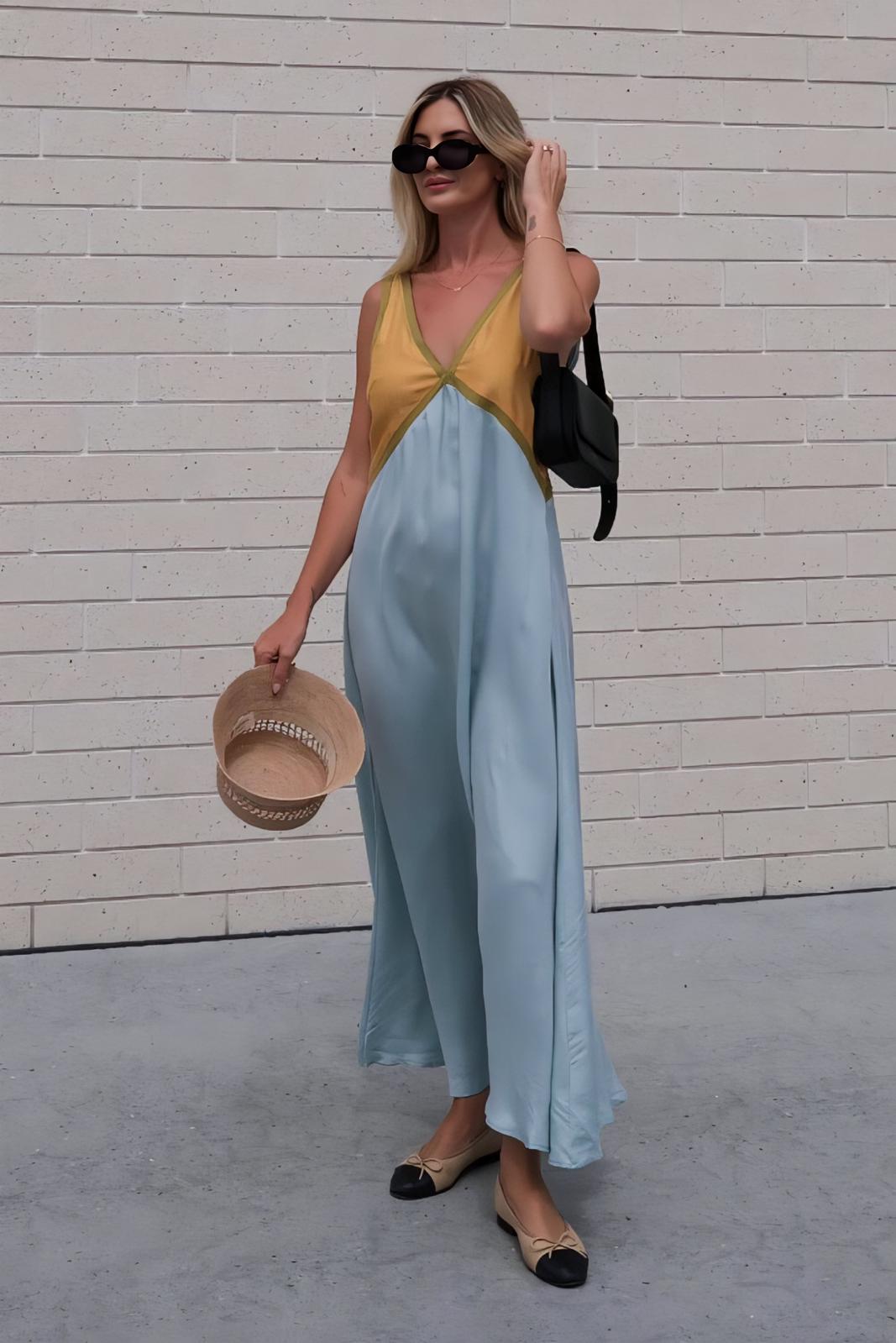 Élena | Élégante robe midi sans manches - Beauté Sculptante