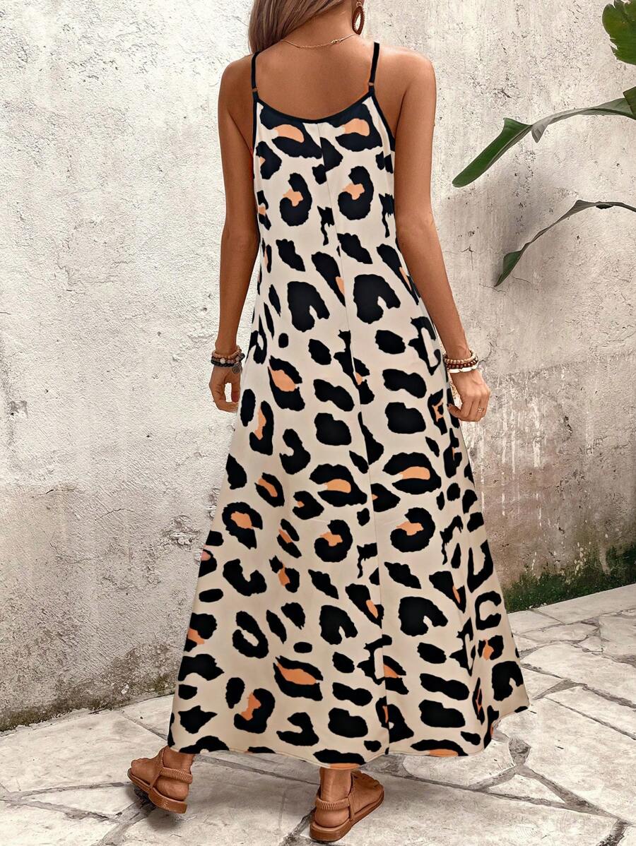 Elena | Robe d'Été à Bretelles Fines, Dos Nu et Imprimé Graphique - Beauté Sculptante