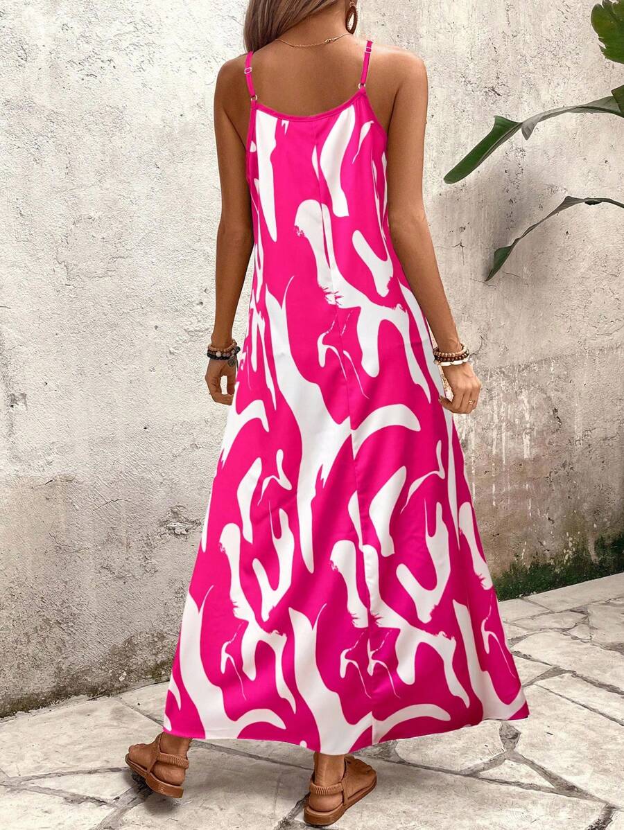Elena | Robe d'Été à Bretelles Fines, Dos Nu et Imprimé Graphique - Beauté Sculptante