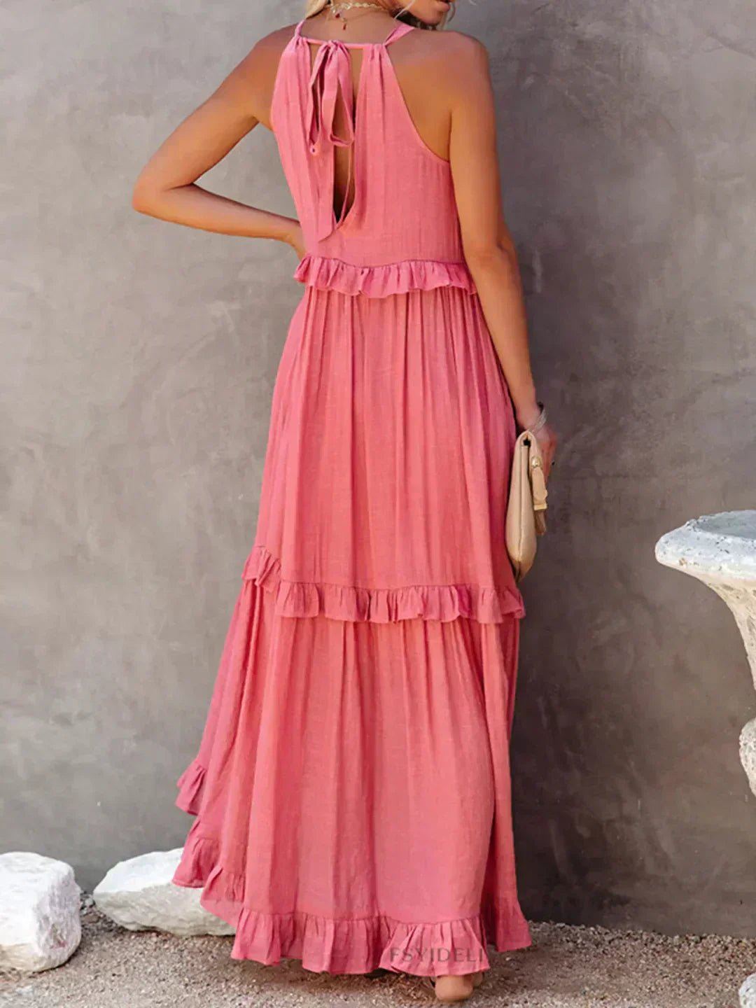 Sarah | Robe Maxi Volant Halter (Presque épuisé) - Beauté Sculptante