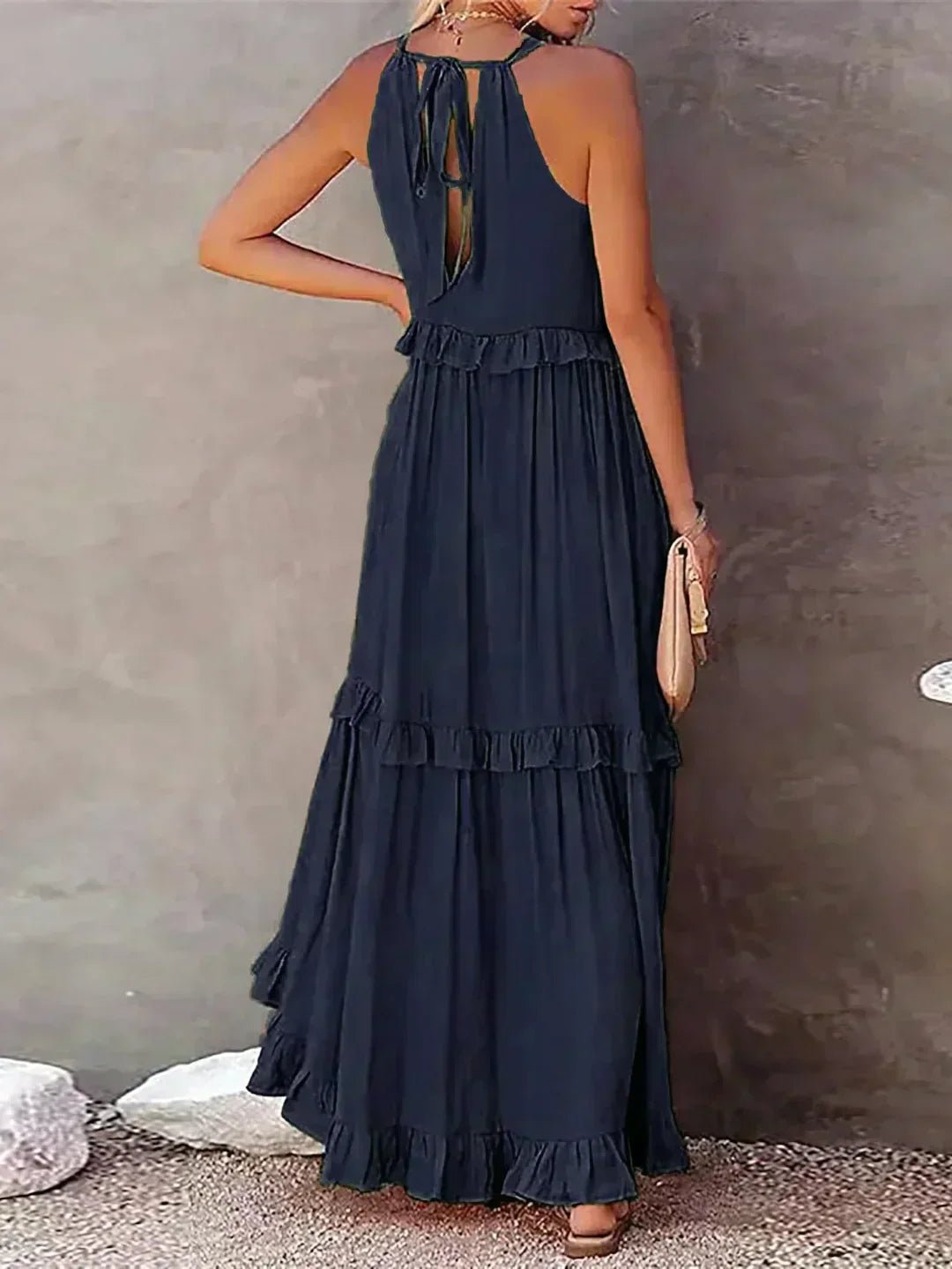 Sarah | Robe Maxi Volant Halter (Presque épuisé) - Beauté Sculptante