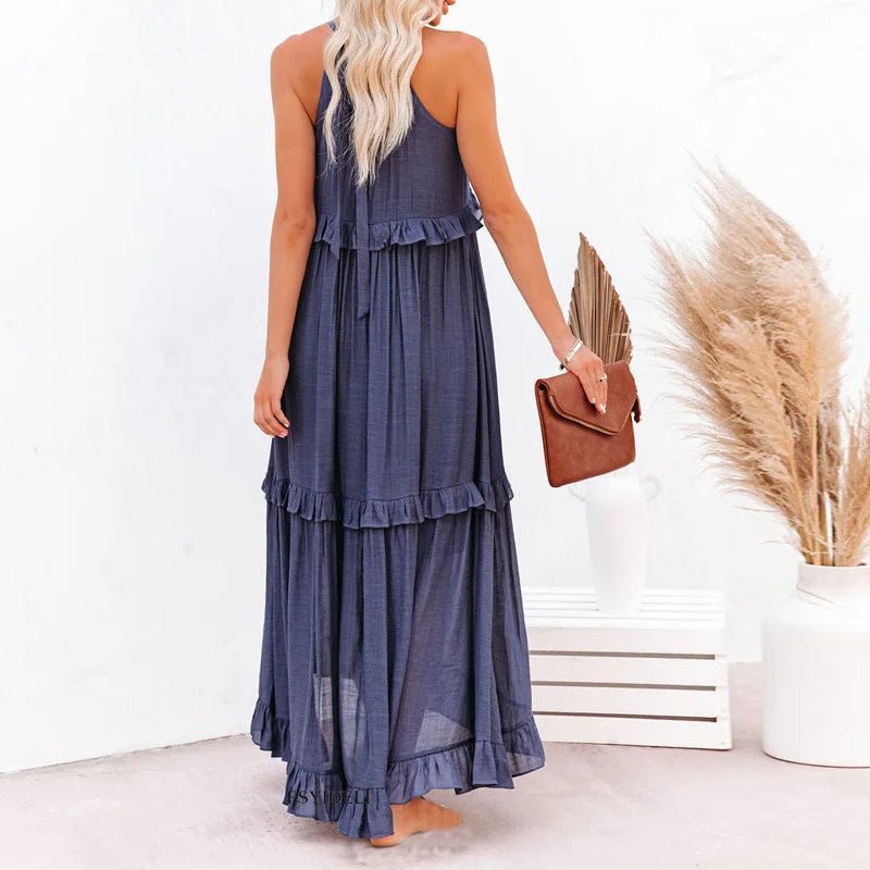 Sarah | Robe Maxi Volant Halter (Presque épuisé) - Beauté Sculptante