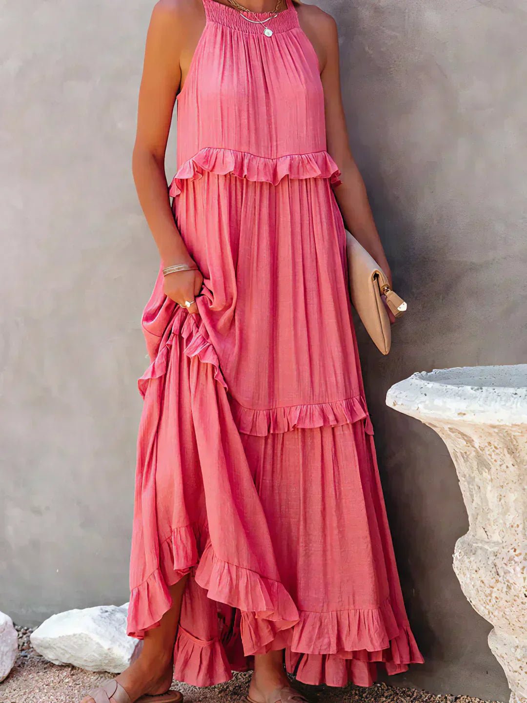 Sarah | Robe Maxi Volant Halter (Presque épuisé) - Beauté Sculptante