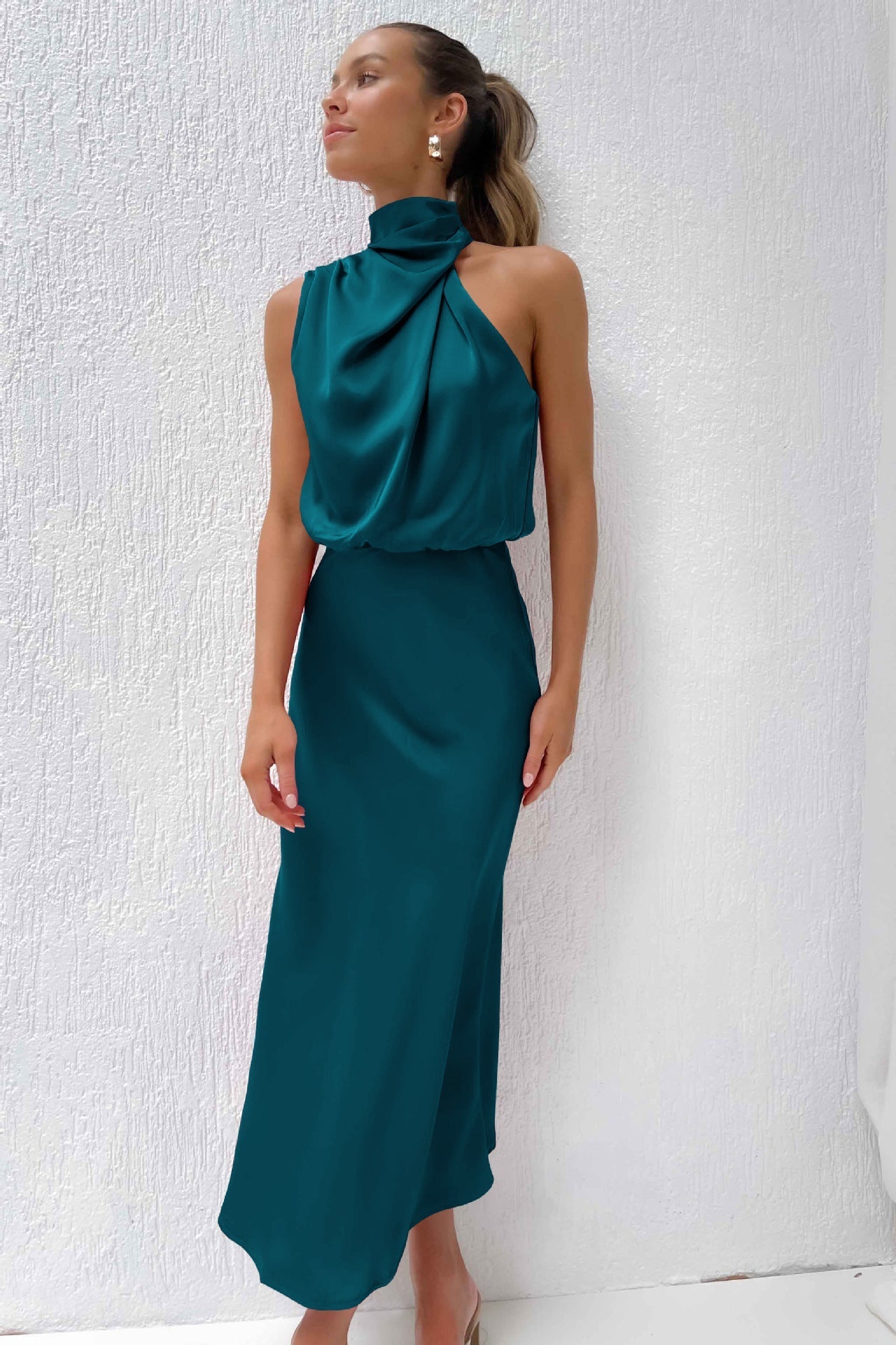 Valeria™ | Robe Longue avec Col Halter - Beauté Sculptante